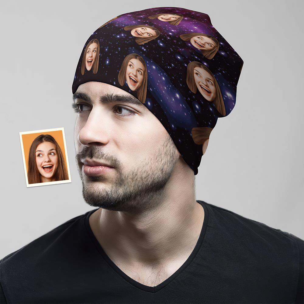 Casquette De Pull À Impression Complète Personnalisée Bonnet Photo Personnalisé Chapeaux Cadeau Pour Elle - Ciel Étoilé - VisageChaussettes