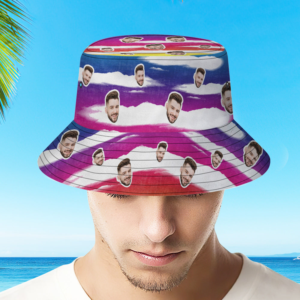 Chapeau Seau Personnalisé Unisexe Visage Seau Chapeau Personnalisé Large Bord Extérieur Été Casquette Randonnée Plage Sport Chapeaux Cravate Teinture Multicolore