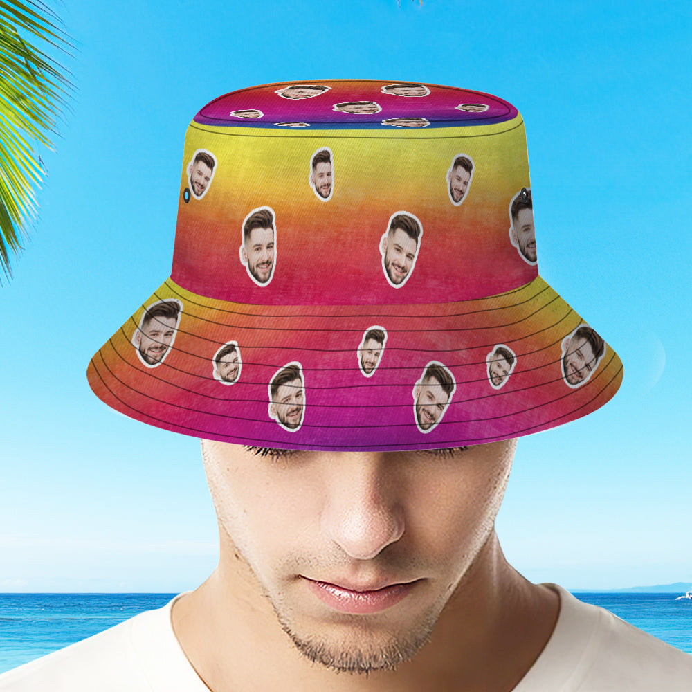 Chapeau De Seau Personnalisé Unisexe Visage Seau Chapeau Personnalisé Large Bord Extérieur Casquette D'été Randonnée Plage Sport Chapeaux Cravate Colorant Style Multicolore