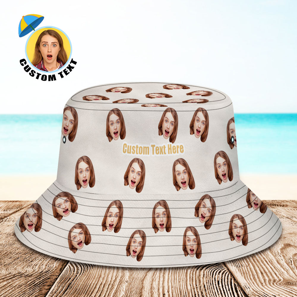 Chapeau Seau Personnalisé Unisexe Visage Seau Chapeau Personnaliser Large Bord Extérieur Été Casquette Randonnée Plage Sport Chapeaux Cadeau Pour Amoureux