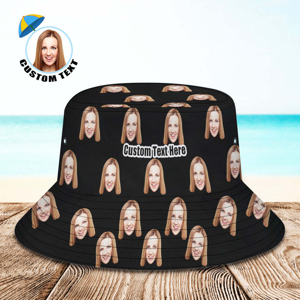 Chapeau De Pêcheur D'été Personnalisé Your Photo Face - Noir - VisageChaussettes