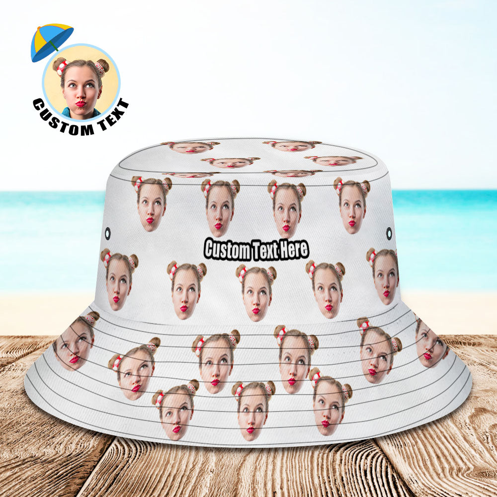 Chapeau De Pêcheur D'été Personnalisé Your Photo Face - Blanc