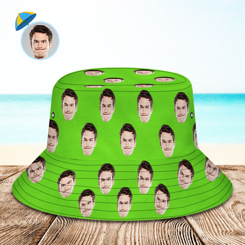 Chapeau De Pêcheur D'été Custom Your Photo Face - Vert