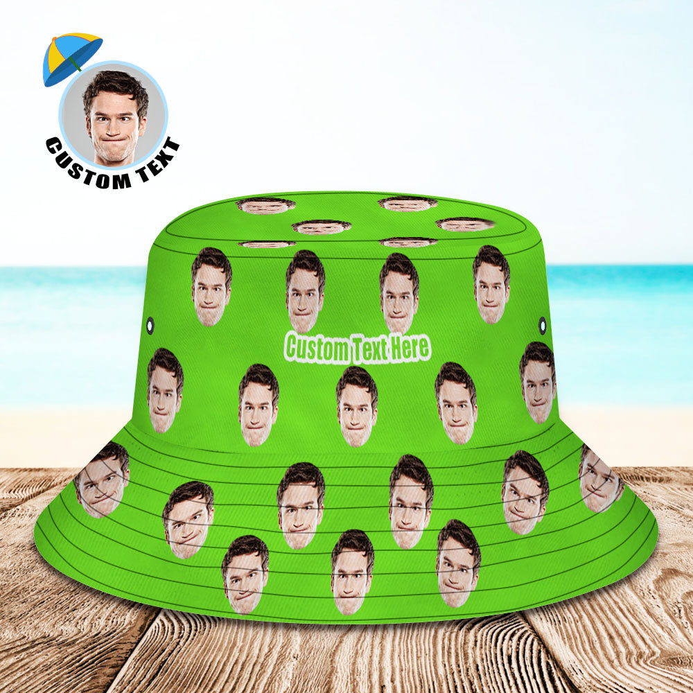 Chapeau De Pêcheur D'été Custom Your Photo Face - Vert