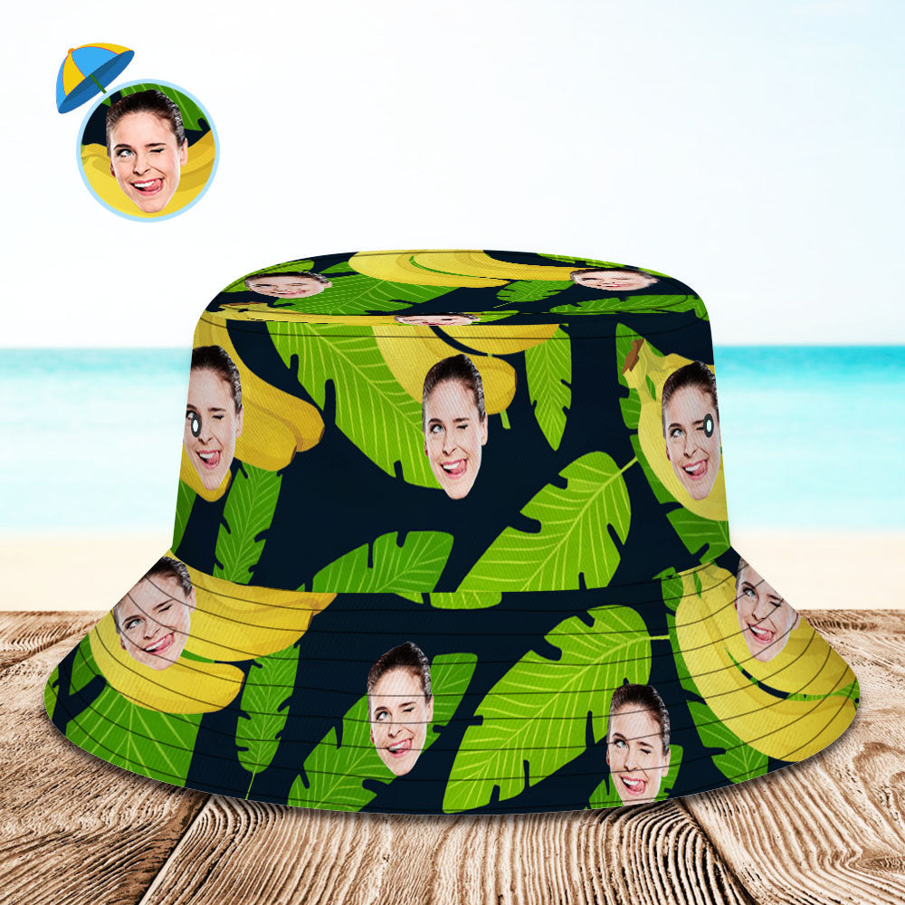 Custom Your Photo Face And Pet Summer Bucket Hat Chapeau De Pêcheur - Banane