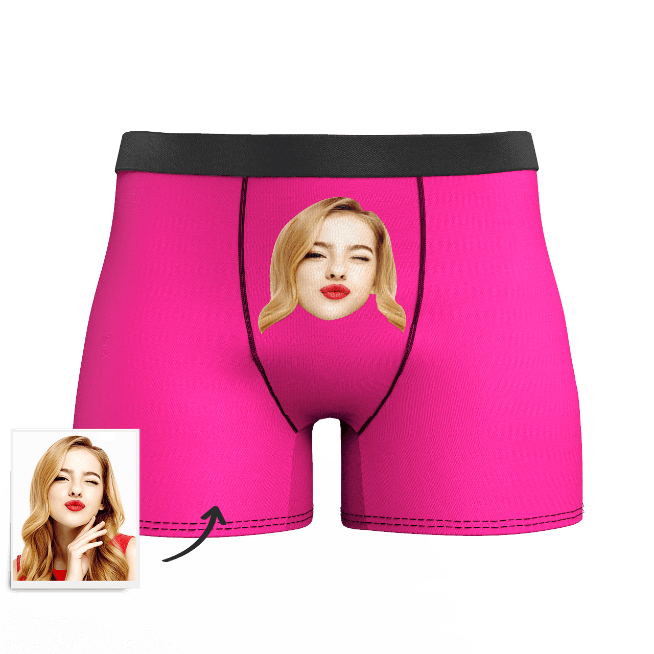 Pink Custom Men's Face Colorful Boxer Shorts