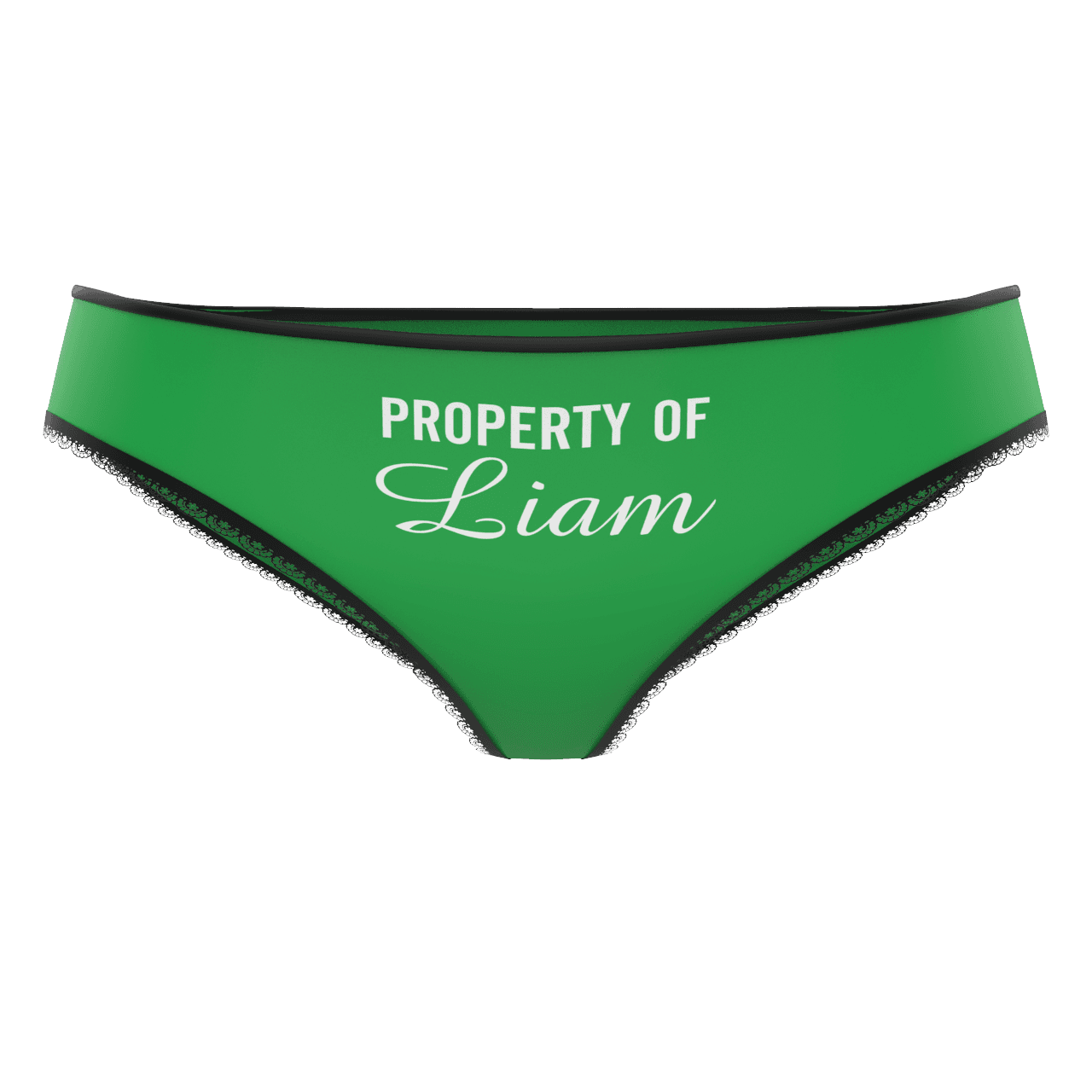 Green Couple Plain Women's Custom Name Colorful Panties