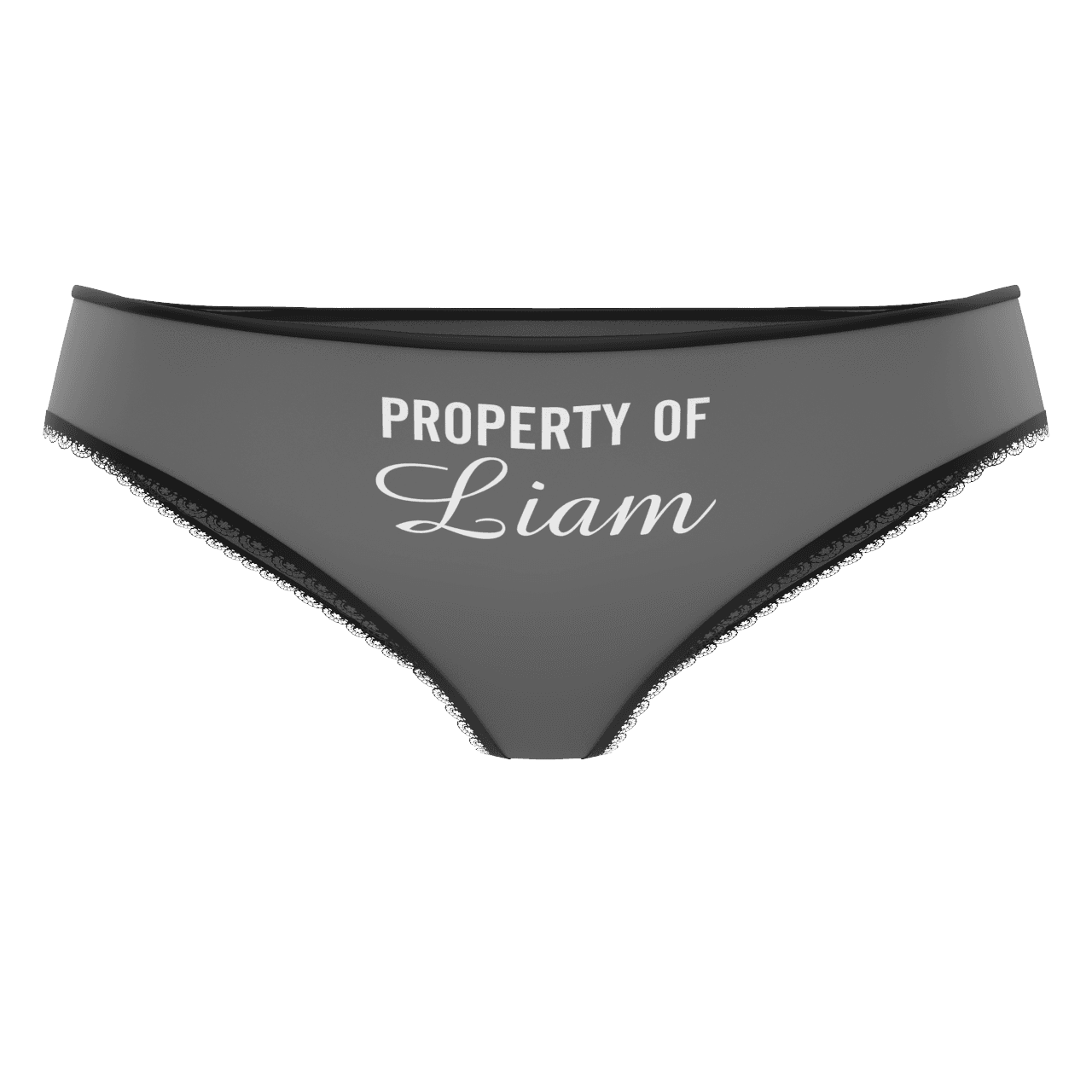 Grey Couple Plain Women's Custom Name Colorful Panties