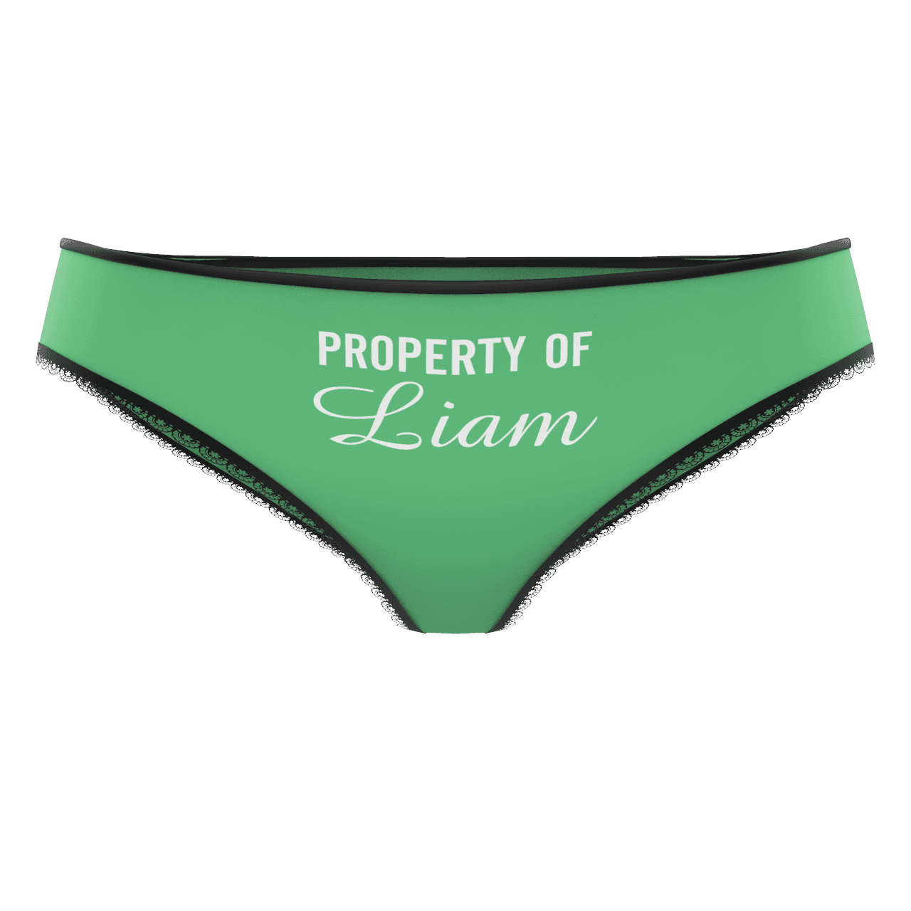 Light Green Couple Plain Women's Custom Name Colorful Panties