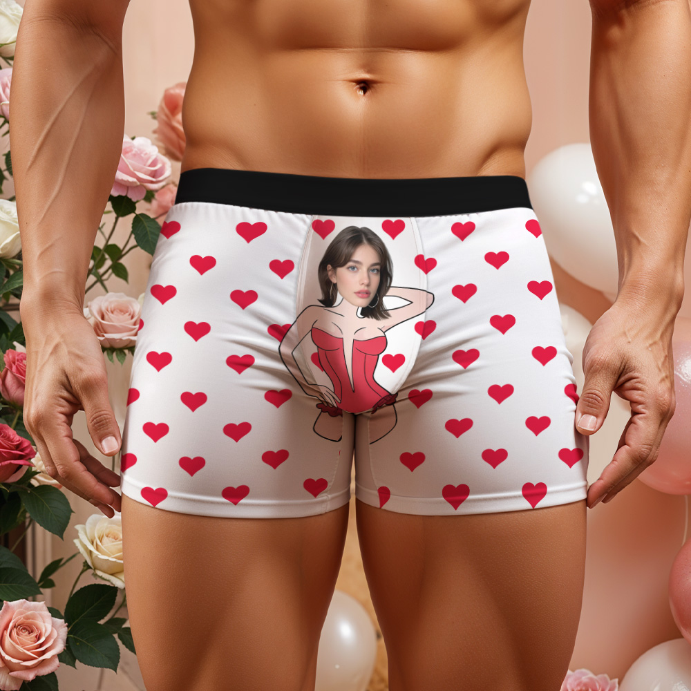 Boxer Personnalisé Pour Homme Avec Photo Humoristique Pour La Saint-valentin - Cadeau Idéal - Motif : Visage, Nom, Photo.
