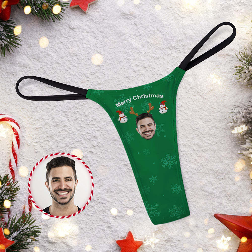 Visage Personnalisé Sur Les Sous-vêtements Pour Femmes Thongs Panty Cadeau De Noël Pour Elle - Joyeux Noël - VisageChaussettes