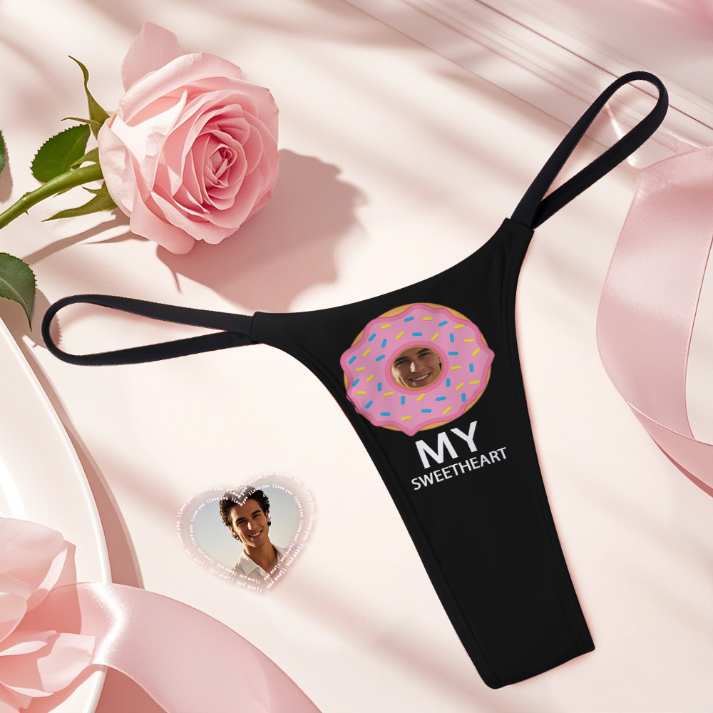 Tongs Personnalisées Visage Photo Culotte Donut Mon Chérie Sous-vêtements Slips Cadeaux De Saint-valentin Pour Elle