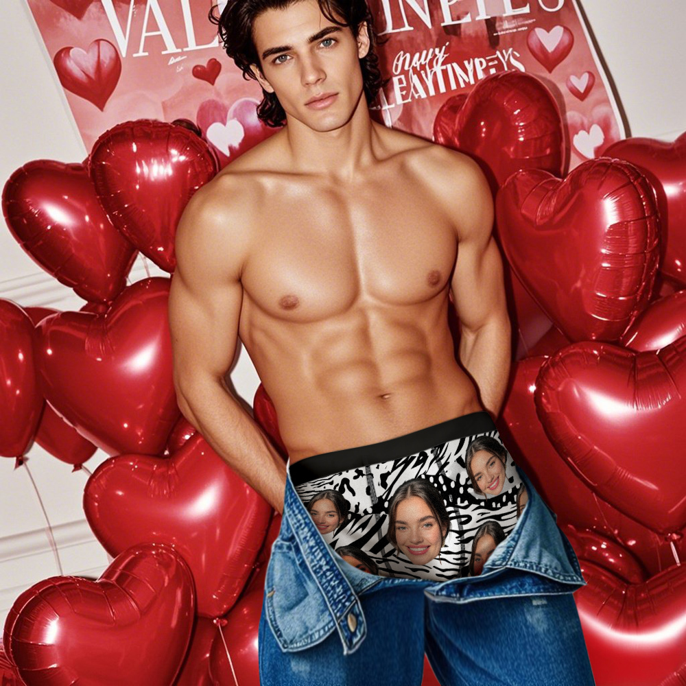Boxer Visage Personnalisé Pour Hommes, Sous-vêtements À Motifs Mixtes, Cadeaux De Saint Valentin, Vert - MyFaceSocksFR