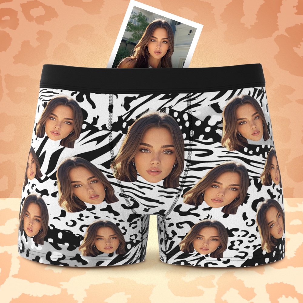 Boxer Visage Personnalisé Pour Hommes, Sous-vêtements À Motifs Mixtes, Cadeaux De Saint Valentin, Vert - MyFaceSocksFR