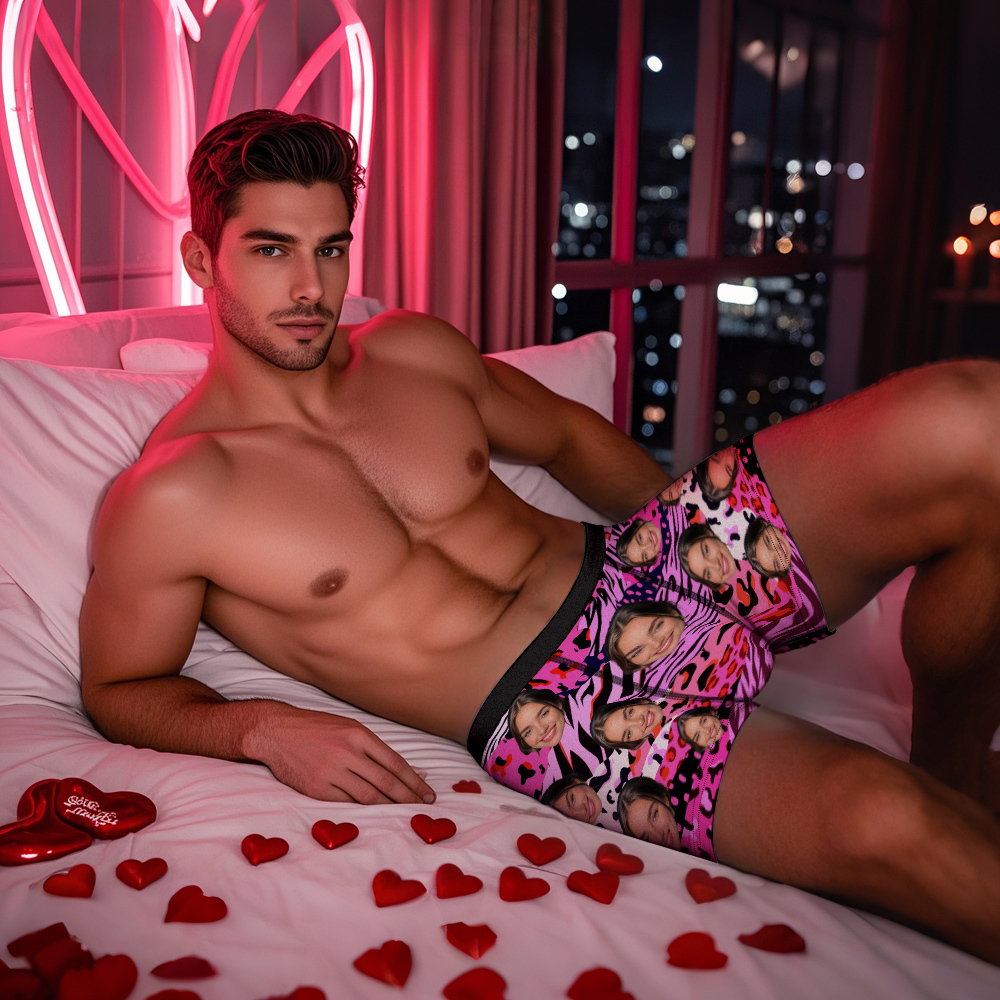 Boxer Visage Personnalisé Pour Hommes, Sous-vêtements À Motifs Mixtes, Cadeaux De Saint Valentin, Vert - MyFaceSocksFR