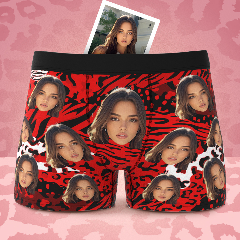 Boxer Visage Personnalisé Pour Hommes, Sous-vêtements À Motifs Mixtes, Cadeaux De Saint Valentin, Vert - MyFaceSocksFR