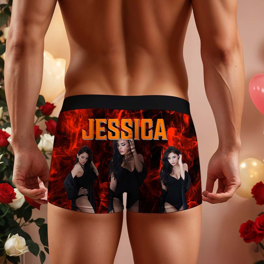 Boxer Visage Personnalisé Pour Hommes Boxer Visage Vintage Boxers Visage Personnalisés Sous-vêtements Saint Valentin - MyFaceSocksFR