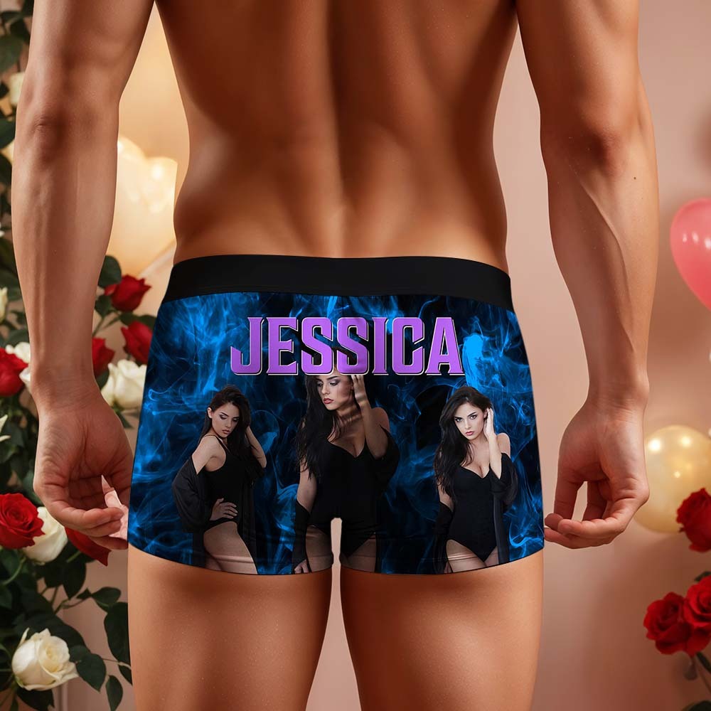 Boxer Visage Personnalisé Pour Hommes Boxer Visage Vintage Boxers Visage Personnalisés Sous-vêtements Saint Valentin - MyFaceSocksFR