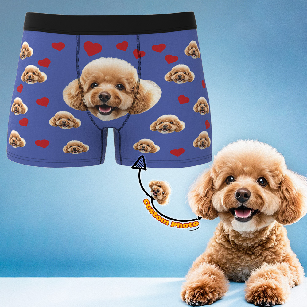 Boxers Personnalisés Avec Photo D'animal De Compagnie Sous-vêtements Pour Hommes Avec Visage D'animal De Compagnie Boxer Blanc Personnalisé Avec Cadeau D'anniversaire Tex Pour Papa D'animal De Compagnie Saint Valentin - MyFaceSocksFR