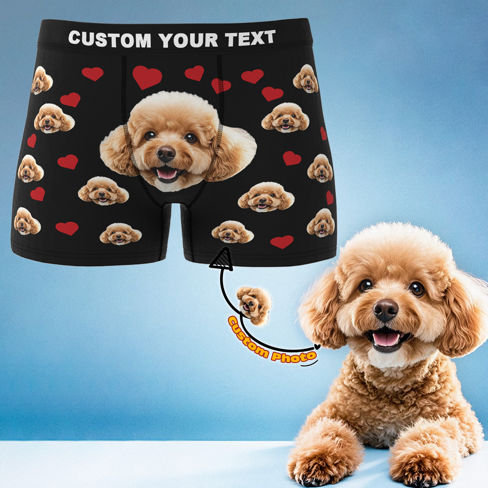 Boxers Personnalisés Avec Photo D'animal De Compagnie Sous-vêtements Pour Hommes Avec Visage D'animal De Compagnie Boxer Blanc Personnalisé Avec Cadeau D'anniversaire Tex Pour Papa D'animal De Compagnie Saint Valentin - MyFaceSocksFR