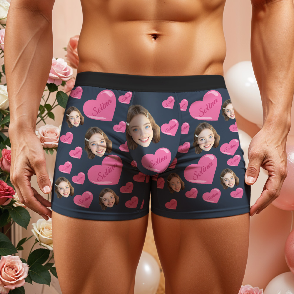 Boxer Personnalisé Pour Homme, Sous-vêtement Personnalisé Avec Inscription « be Mine », Cadeau Pour Couple, Cadeau De Saint-valentin - MyFaceSocksFR