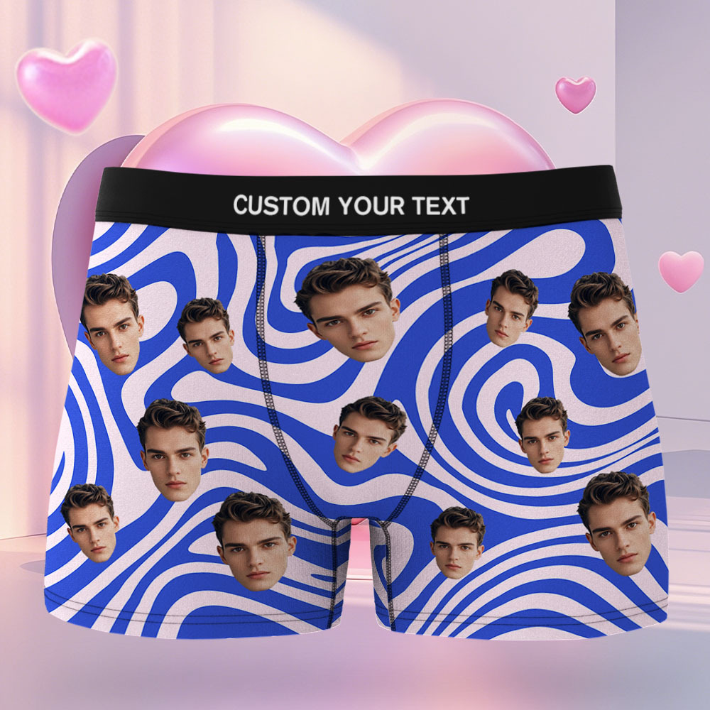 Boxer Personnalisé Pour Homme, Cadeau Pour Mari, Motif Rayé Violet - MyFaceSocksFR
