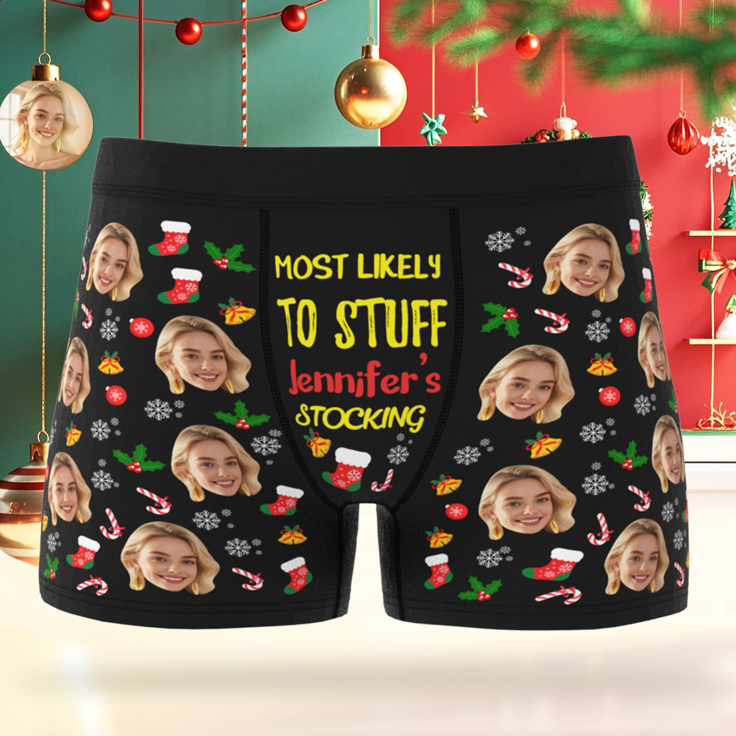 Boxer Pour Hommes Avec Visage Personnalisé, Sous-vêtements Les Plus Susceptibles De Remplir Des Sous-vêtements, Photo Personnalisée, Slip Boxer Pour Hommes Amusant, Cadeau De Noël, De Saint-valentin - MyFaceSocksFR