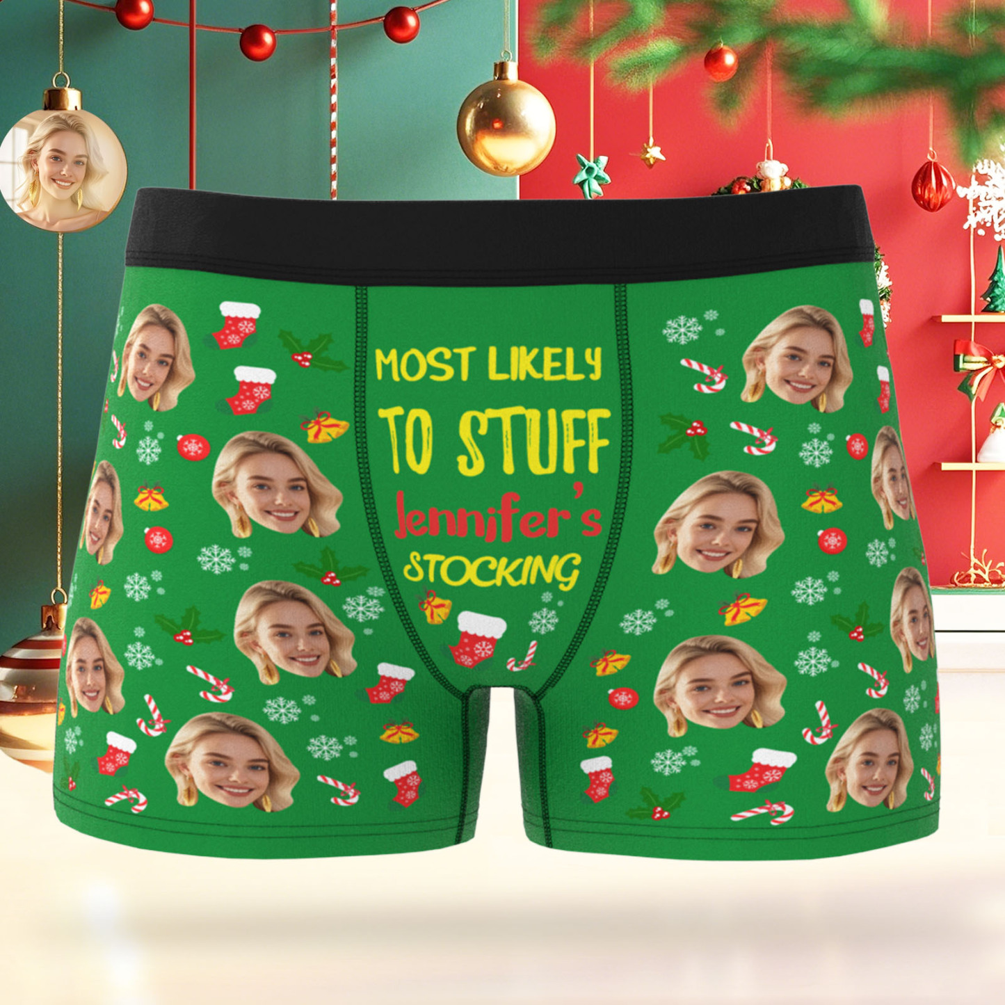 Boxer Pour Hommes Avec Visage Personnalisé, Sous-vêtements Les Plus Susceptibles De Remplir Des Sous-vêtements, Photo Personnalisée, Slip Boxer Pour Hommes Amusant, Cadeau De Noël, De Saint-valentin - MyFaceSocksFR