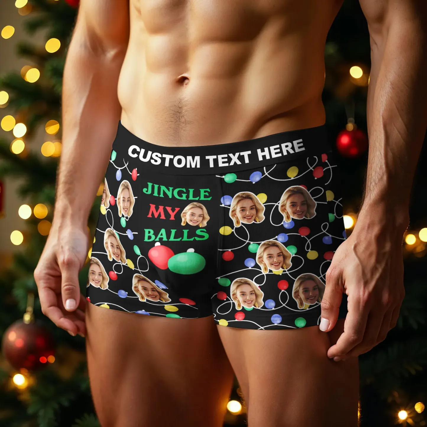 Boxer Personnalisé Pour Homme, Cadeau De Noël. Photo Amusante. - MyFaceSocksFR