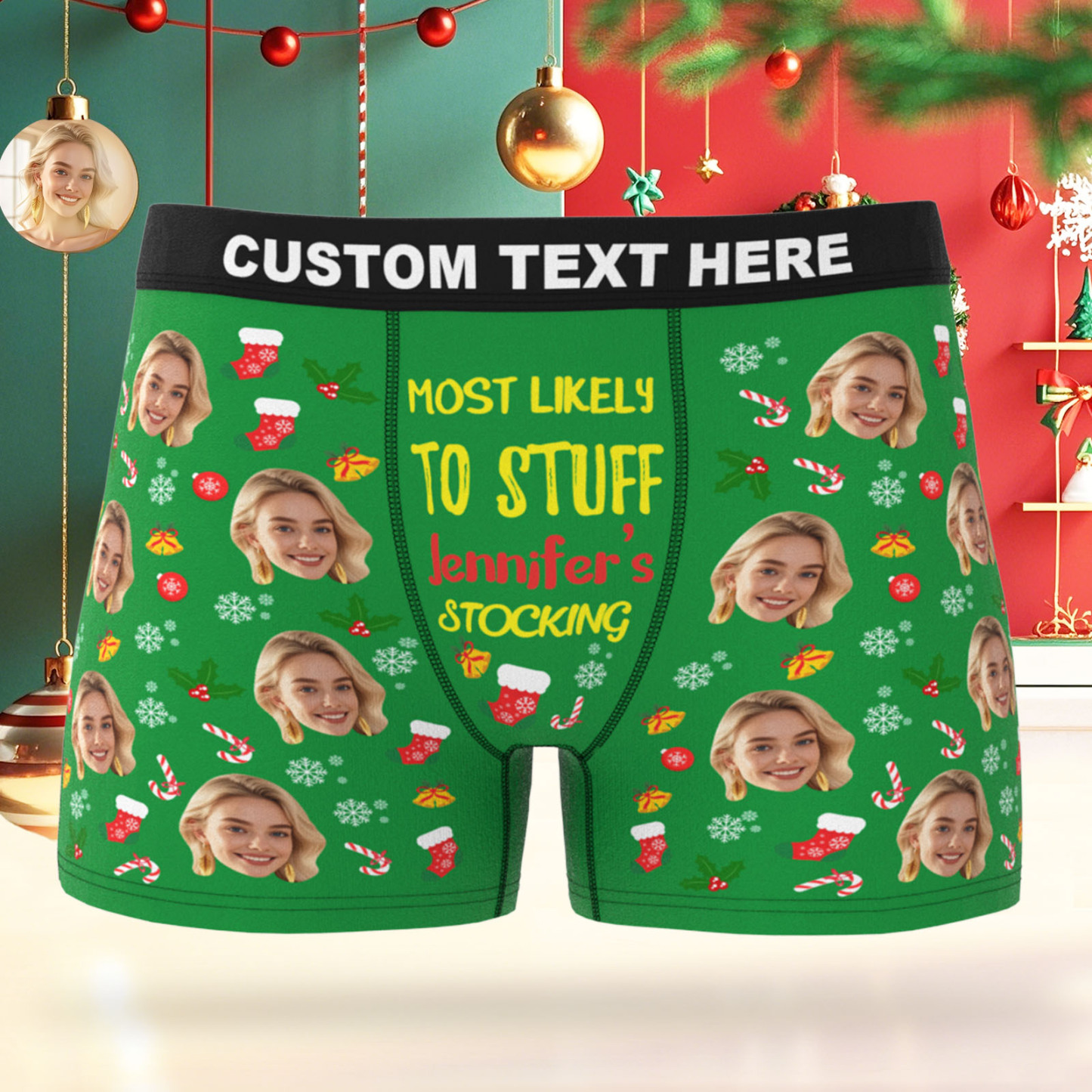 Boxer Pour Hommes Avec Visage Personnalisé, Sous-vêtements Les Plus Susceptibles De Remplir Des Sous-vêtements, Photo Personnalisée, Slip Boxer Pour Hommes Amusant, Cadeau De Noël, De Saint-valentin - MyFaceSocksFR