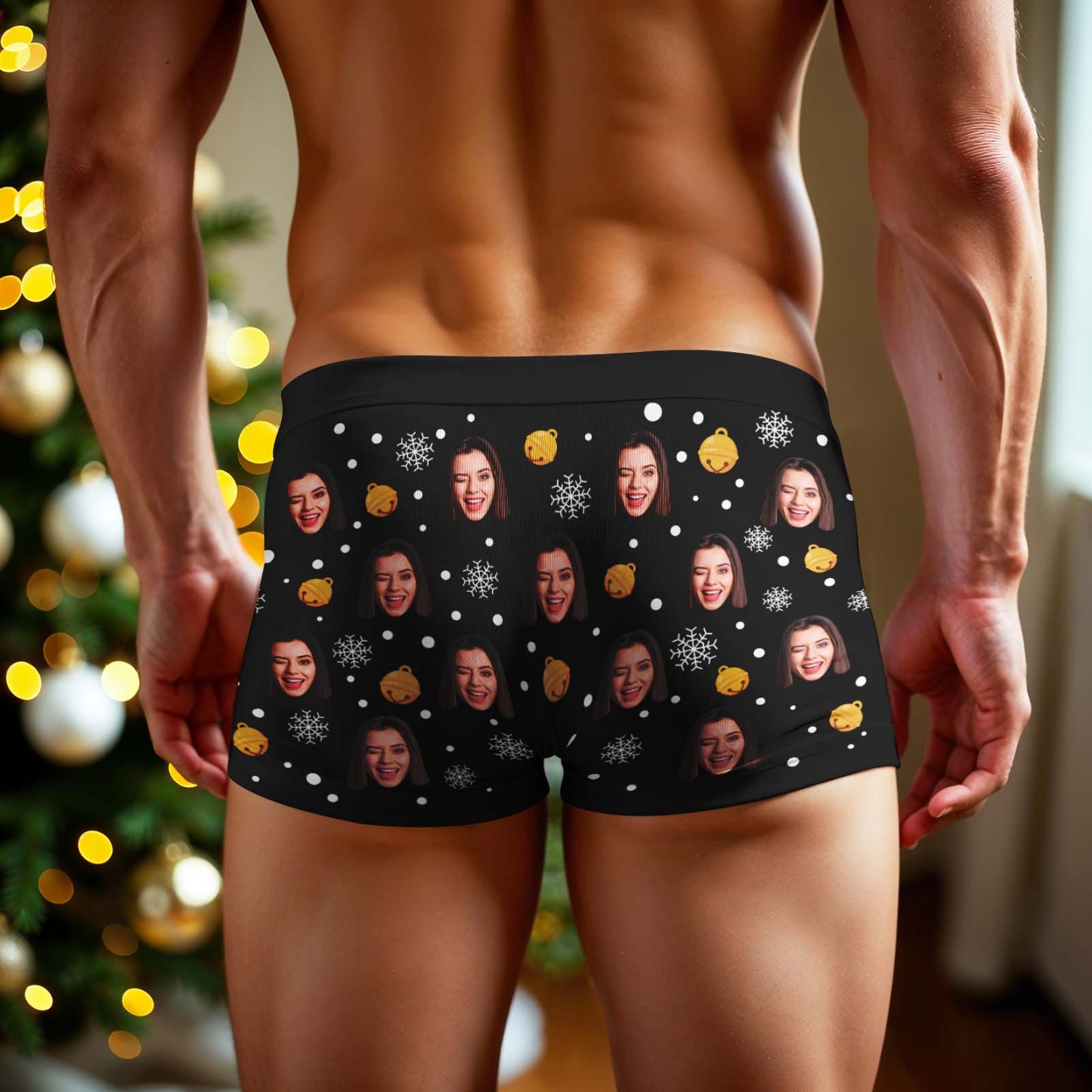 Boxers Pour Hommes Personnalisés Avec Photo Et Lumières Colorées - Idée Cadeau De Noël Amusante - MyFaceSocksFR