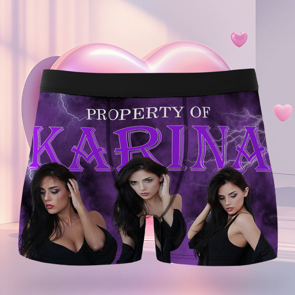 Boxer Vintage Personnalisé Pour Homme, Avec Photo, Ceinture Bleue Et Couleur Du Visage, Sous-vêtements De Saint-valentin - MyFaceSocksFR