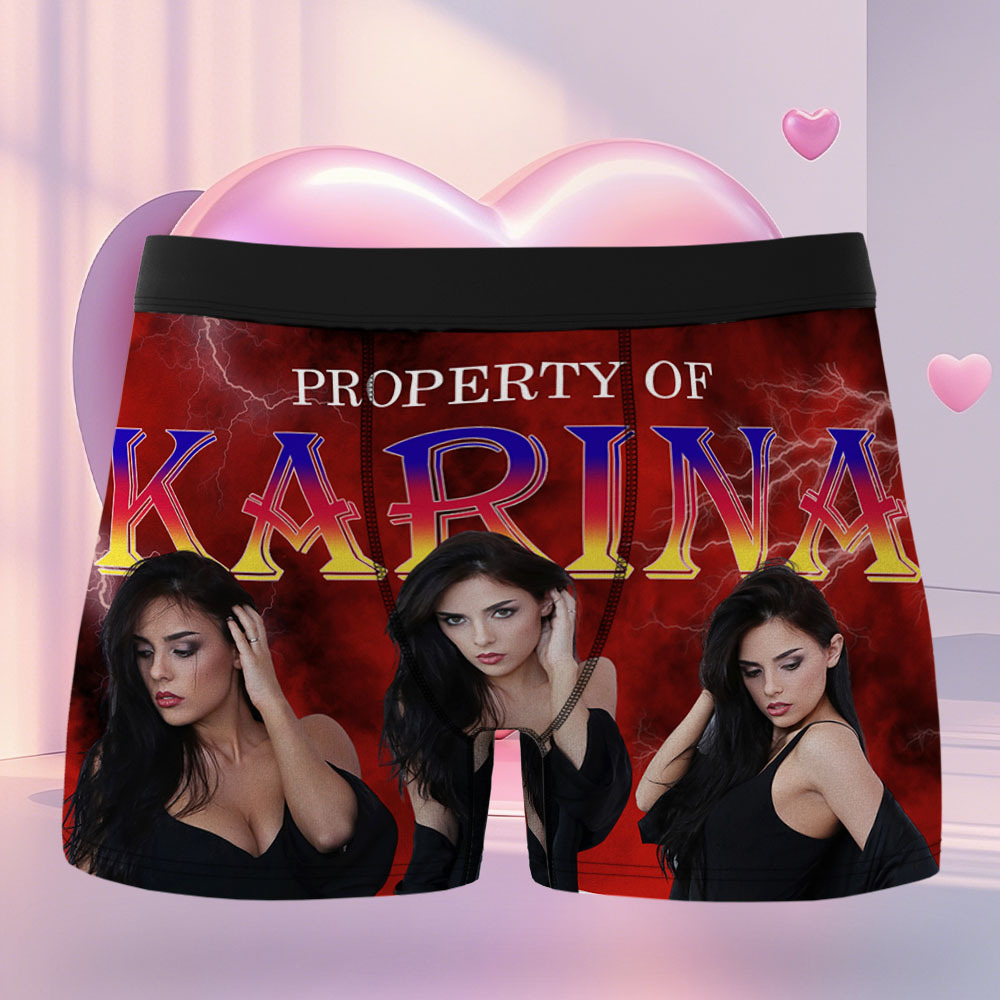 Boxer Vintage Personnalisé Pour Homme, Avec Photo, Ceinture Bleue Et Couleur Du Visage, Sous-vêtements De Saint-valentin - MyFaceSocksFR