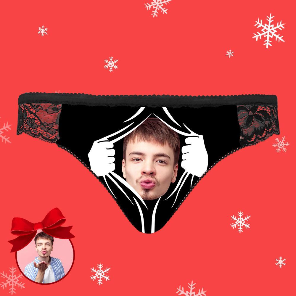 Custom Boyfriend Photo Women's Lace Panties - Black