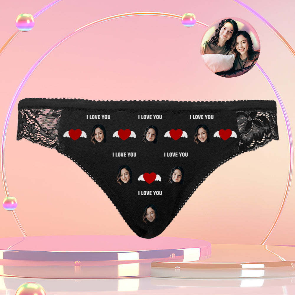 Culotte De Visage Personnalisée Je T'aime Culotte Pour Femme Cadeaux D'anniversaire Pour Petite Amie Cadeaux Lgbt Personnalisés - VisageChaussettes