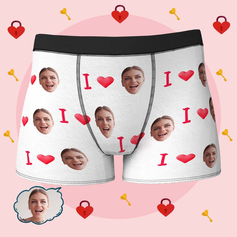 Boxer Personnalisé I Love Your Face Cadeaux Lgbt Personnalisés - VisageChaussettes