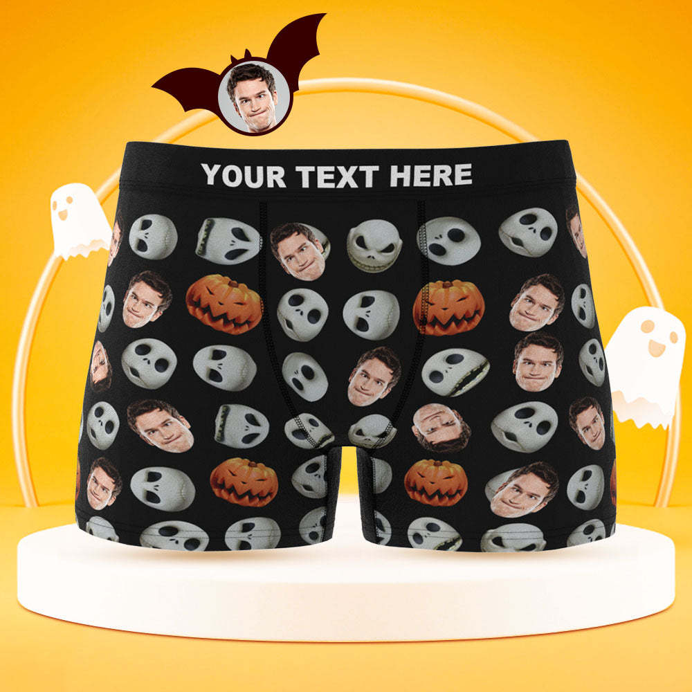 Boxer Visage Personnalisé Caleçon Homme Citrouille Personnalisé Cadeau Halloween - VisageChaussettes