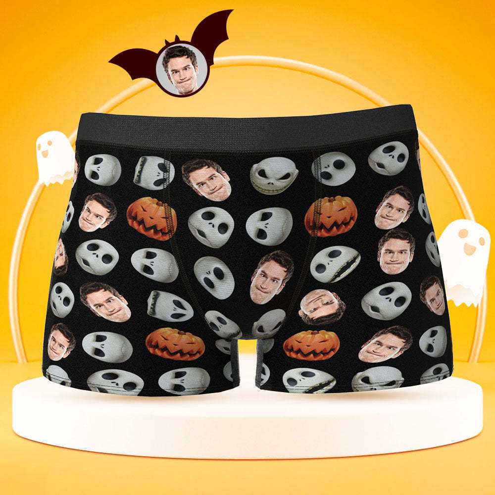 Boxer Visage Personnalisé Caleçon Homme Citrouille Personnalisé Cadeau Halloween - VisageChaussettes