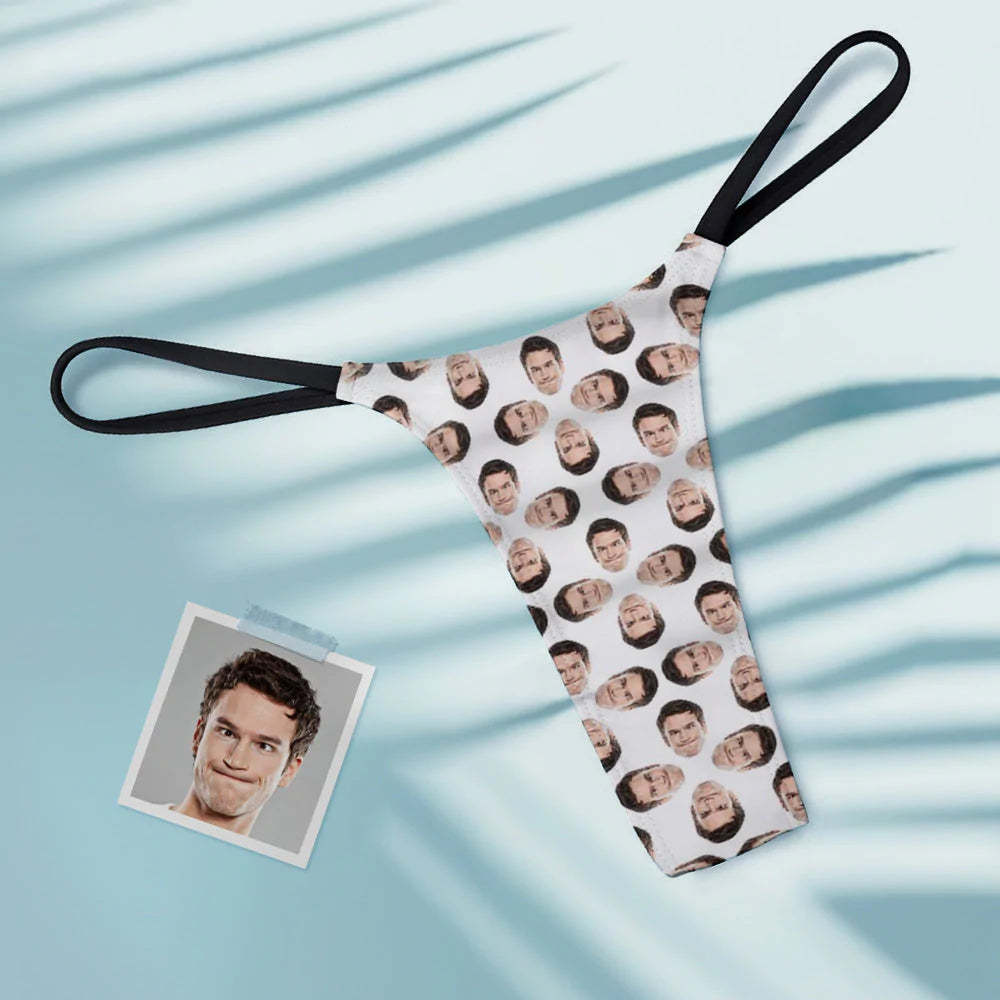 String Tanga Pour Femmes De Couleur Unie Avec Visage Personnalisé - VisageChaussettes