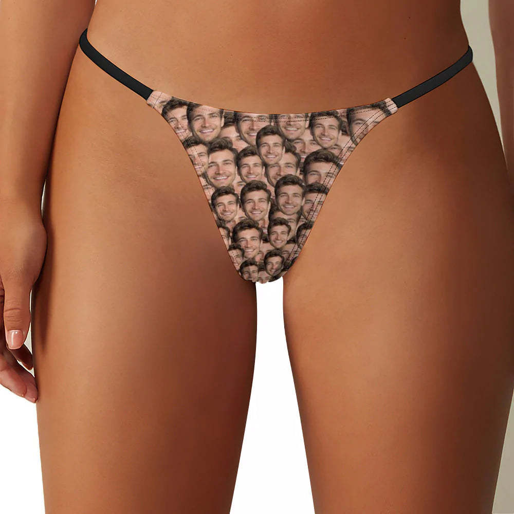 String Tanga Femme Face Mash Personnalisé - VisageChaussettes