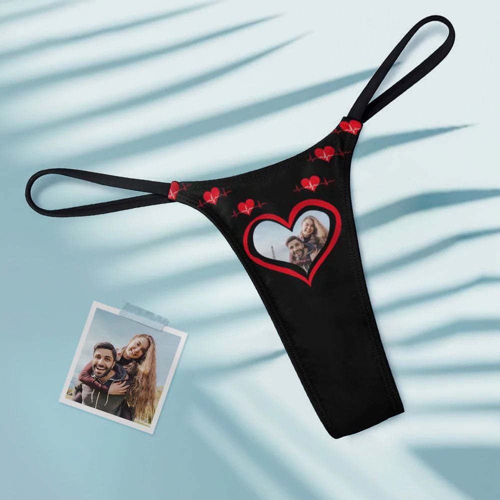 Tanga Pour Femme Avec Cœur Personnalisé Je T'aime String De Sous-vêtements Fantaisie Pour Femme - VisageChaussettes