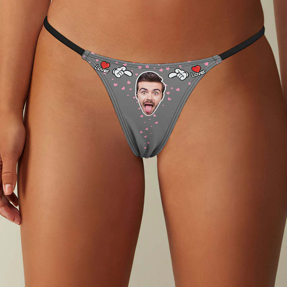 String Tanga Femme Coeurs Personnalisés Pour Amoureux - VisageChaussettes