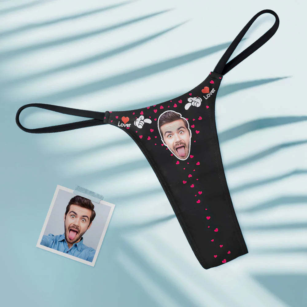 String Tanga Femme Coeurs Personnalisés Pour Amoureux - VisageChaussettes