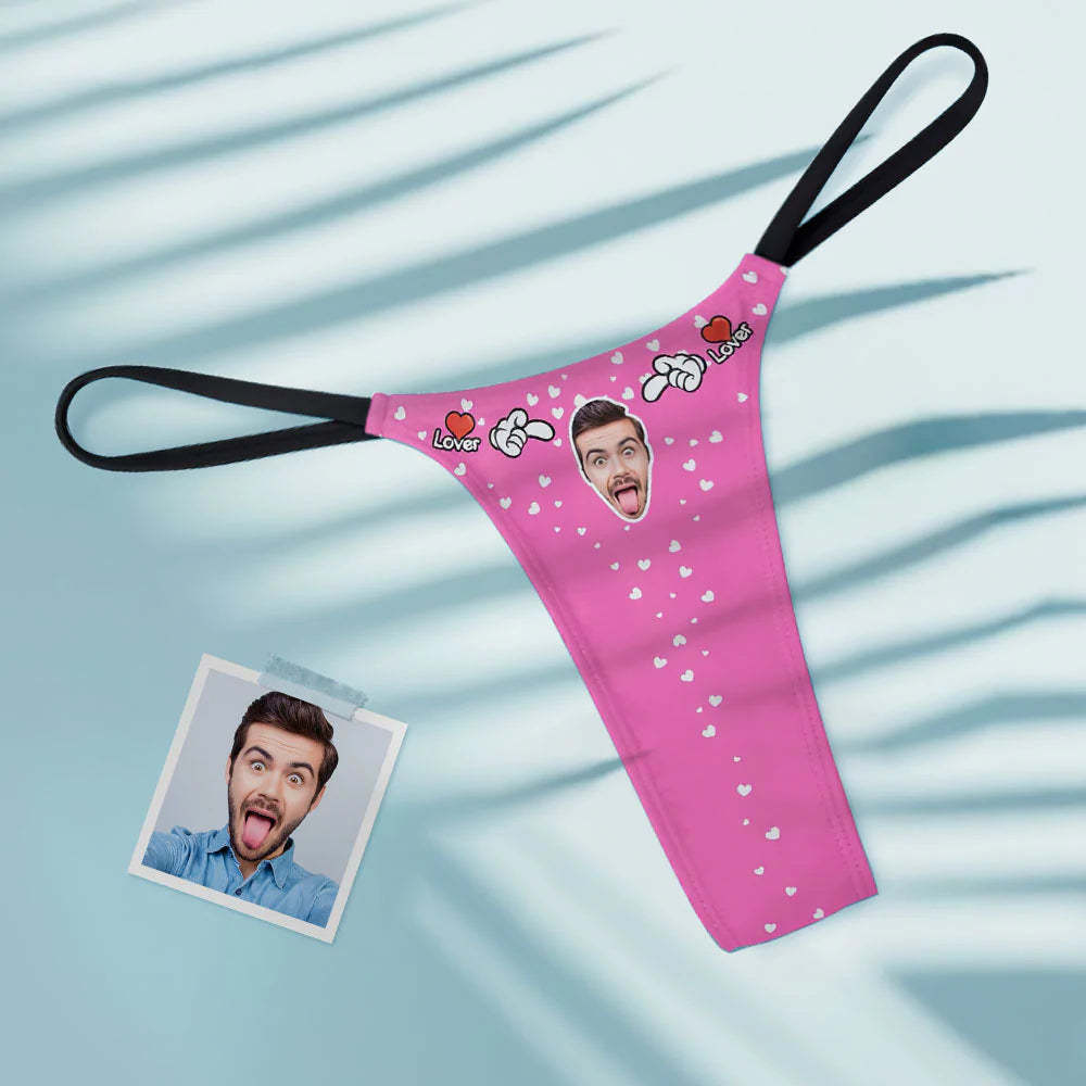 String Tanga Femme Coeurs Personnalisés Pour Amoureux - VisageChaussettes