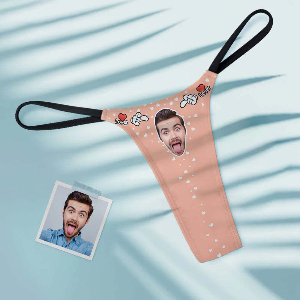 String Tanga Femme Coeurs Personnalisés Pour Amoureux - VisageChaussettes