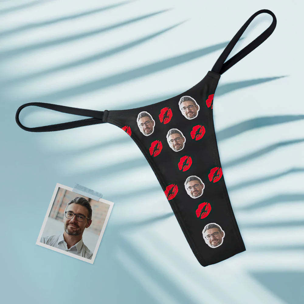 Visage Personnalisé Lèvres Rouges Tanga String Kiss Pour Femme - VisageChaussettes