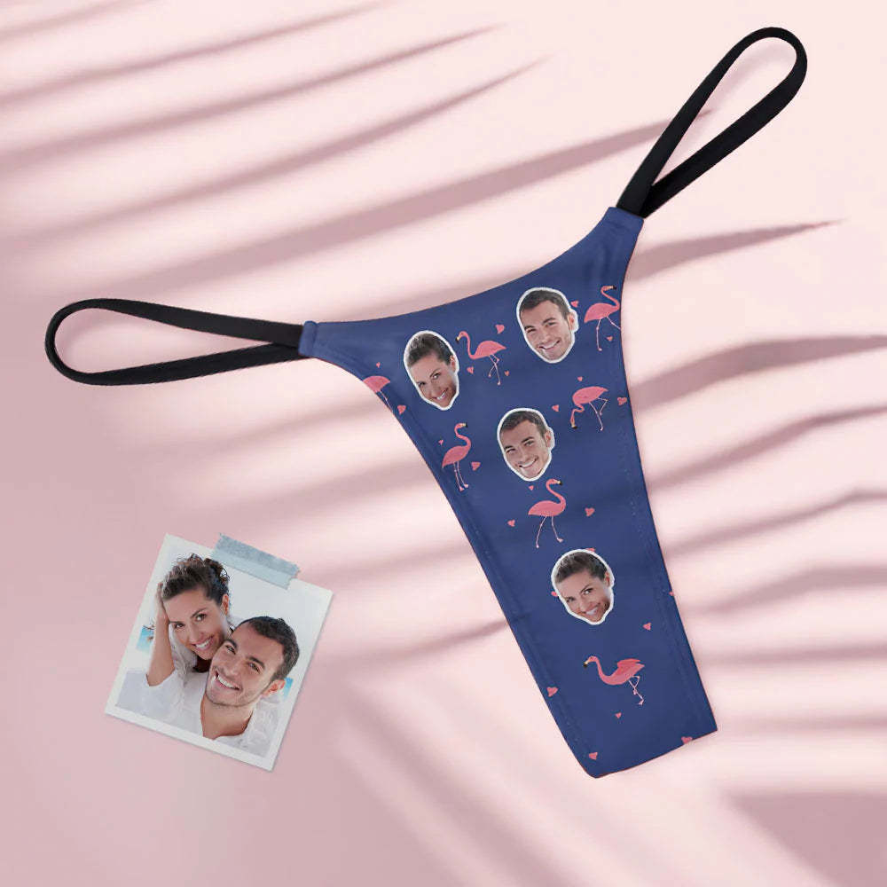 Flamant Rose Et Visage Personnalisés Sur Le String Tanga Pour Femme - VisageChaussettes