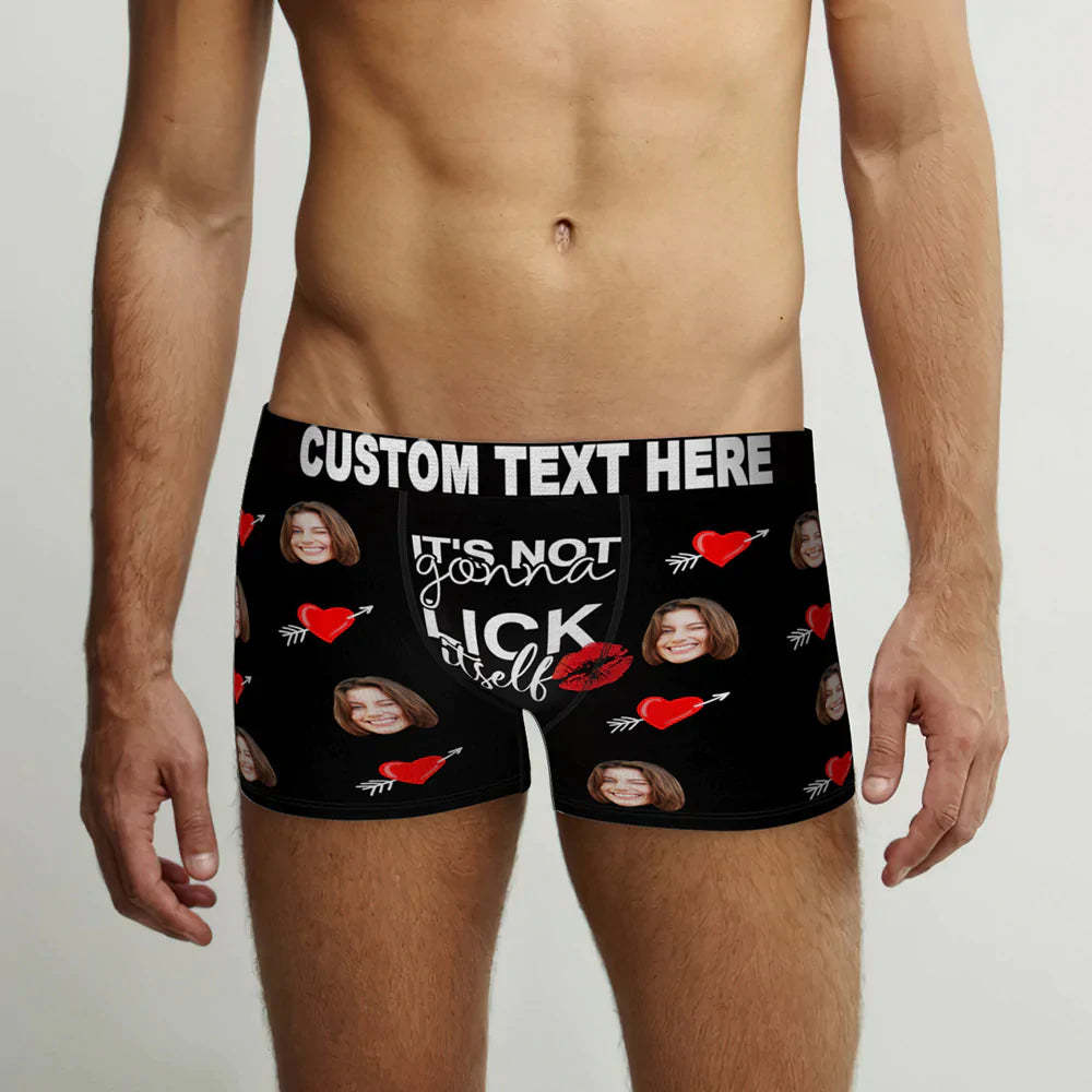 Visage Personnalisé Lick Itself Boxer Briefs Cadeau De Saint Valentin Coquin Personnalisé Pour Lui - VisageChaussettes