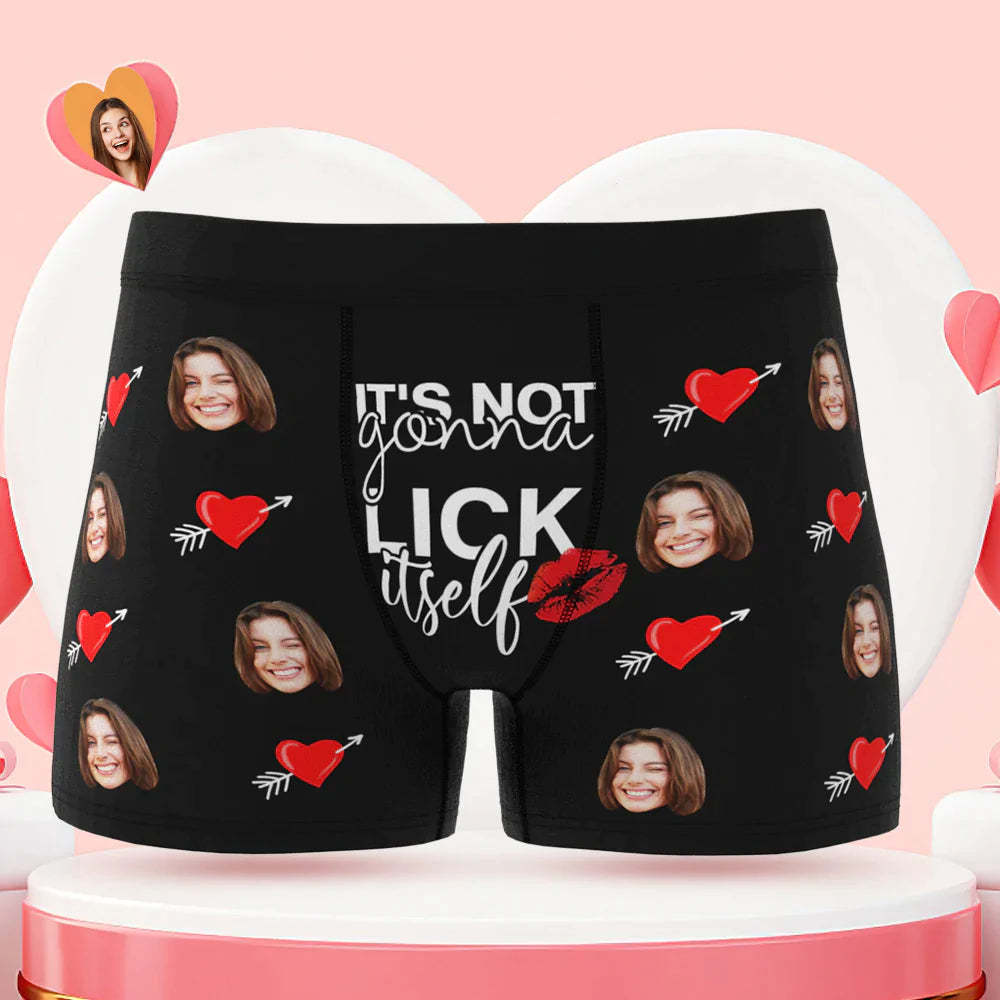 Visage Personnalisé Lick Itself Boxer Briefs Cadeau De Saint Valentin Coquin Personnalisé Pour Lui - VisageChaussettes