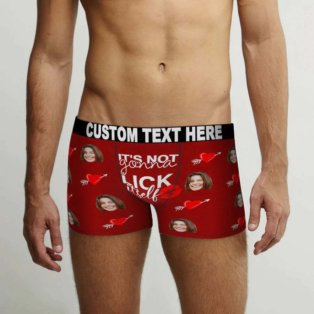 Visage Personnalisé Lick Itself Boxer Briefs Cadeau De Saint Valentin Coquin Personnalisé Pour Lui - VisageChaussettes